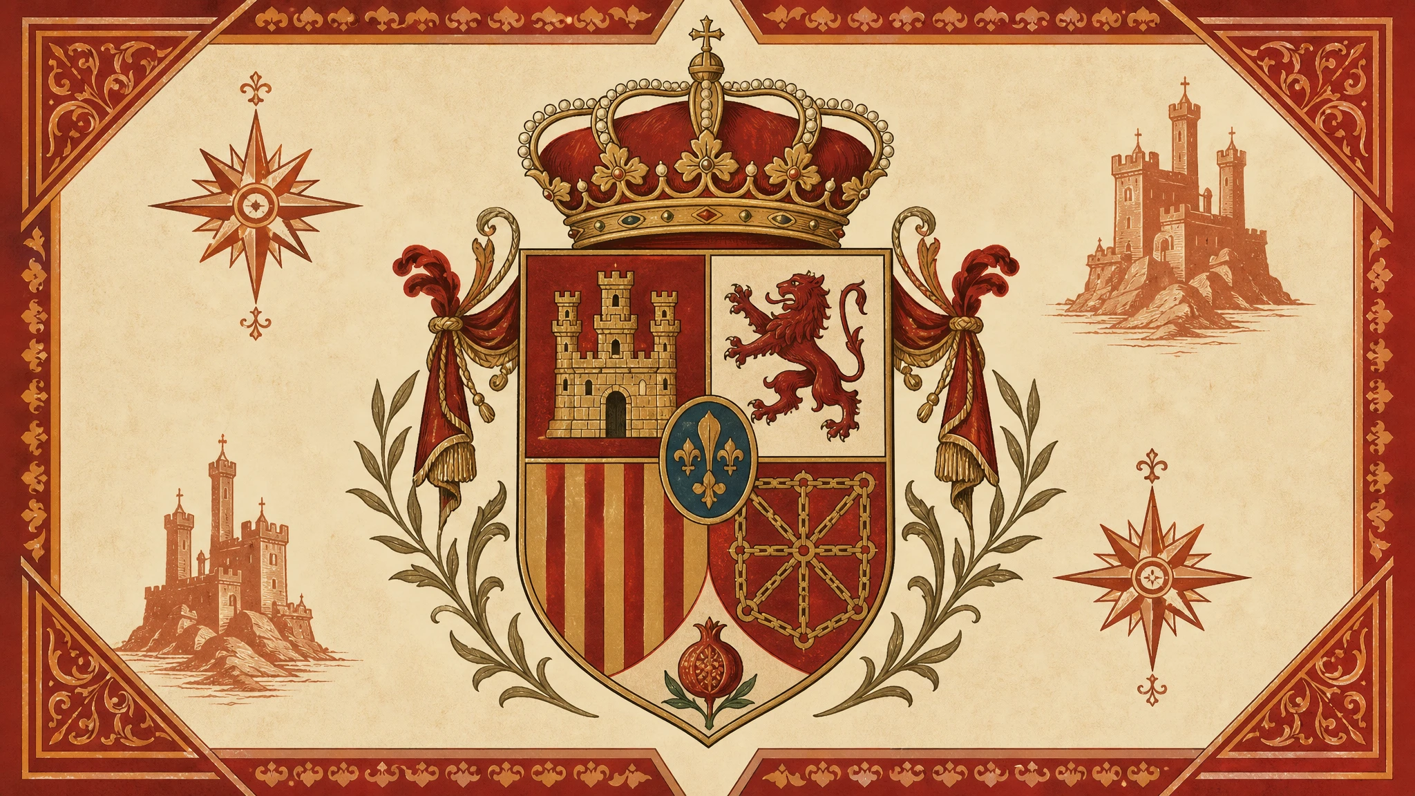 Representación ilustrativa de un escudo de armas histórico español del siglo XVI