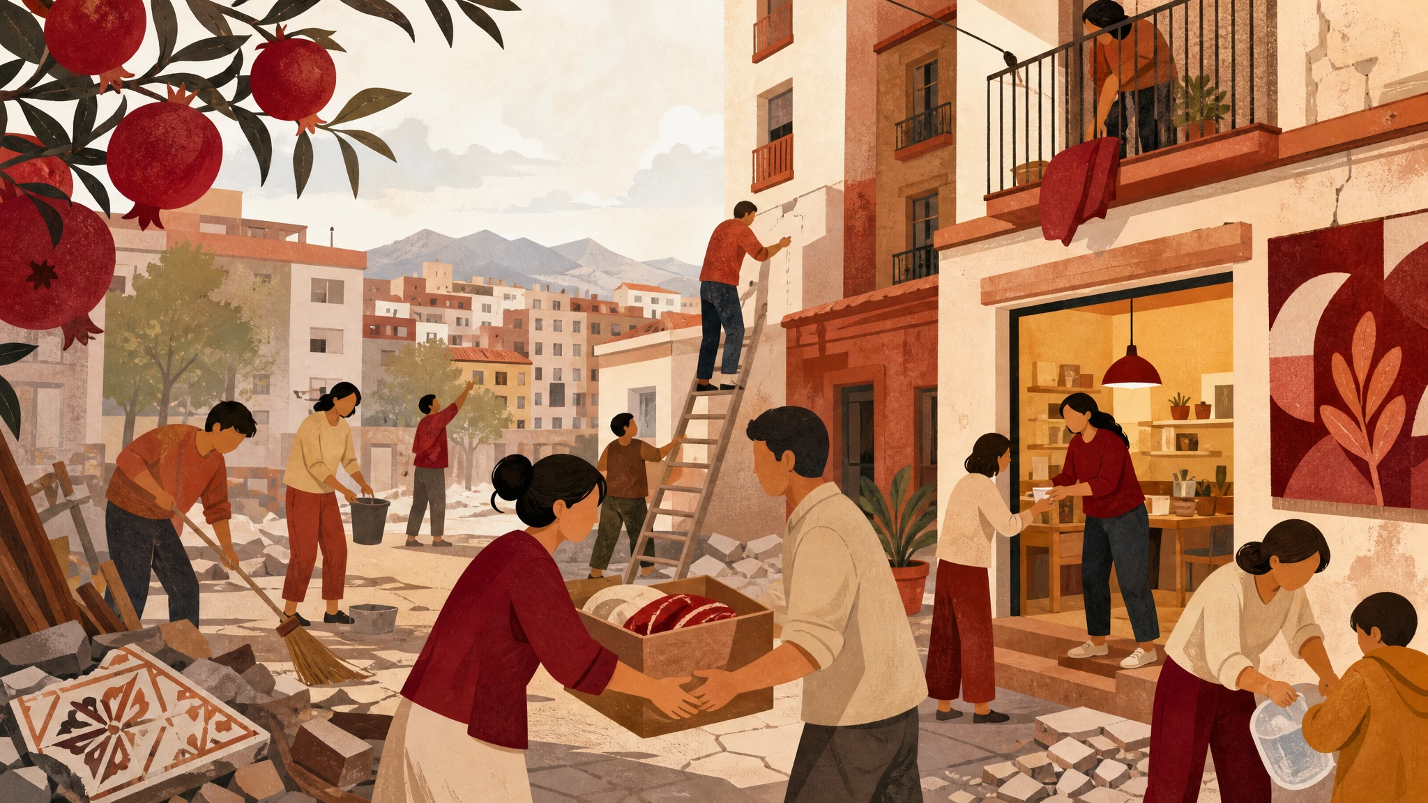 Ilustración de la resiliencia vecinal en el Zaidín tras el seísmo